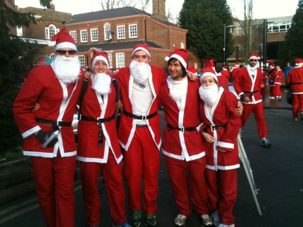 Five Santas ready to race